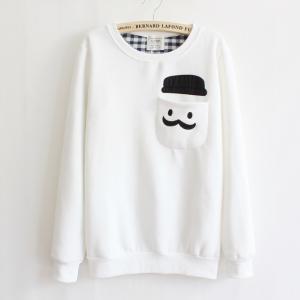 White Thickened Cashmere Doll Head Sweater