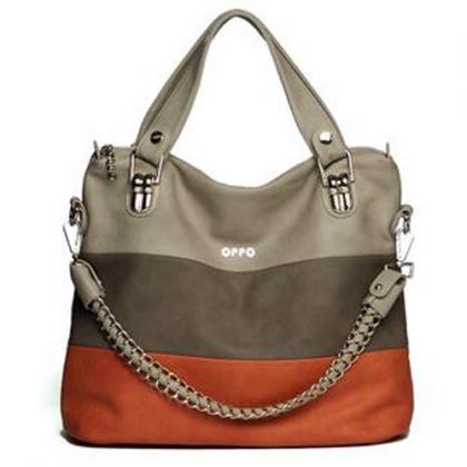 Orange Fashion Color Match Shoulder Tote Bag For..