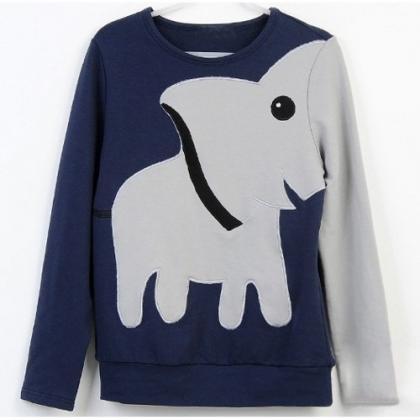 Elephant Casual Hoody Long-sleeved Bottoming..