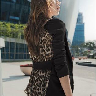 Fashion Womens Casual Leopard Lapel Outwear Coat..