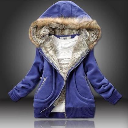 Fashion Short Design Women Hooded Jacket Thickened..
