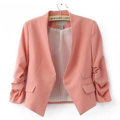 Women Fashion Candy Color Slim Buttonless Three..