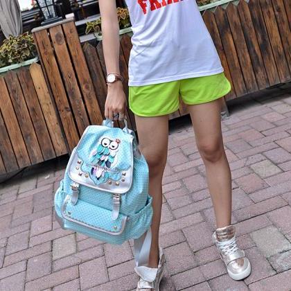 Owl Canvas Fashion School College Backpack For..