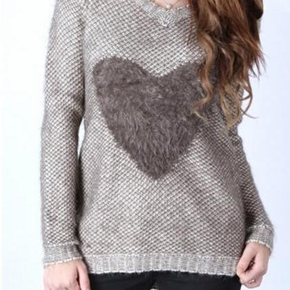 V-neck Knitted Sweater / Pullover Featuring Faux..