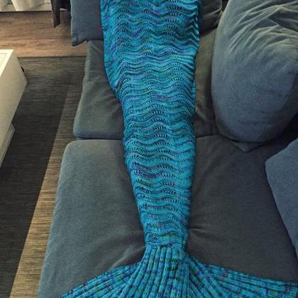 Handcrafted Mermaid Tail Blanket Crochet Knitting..