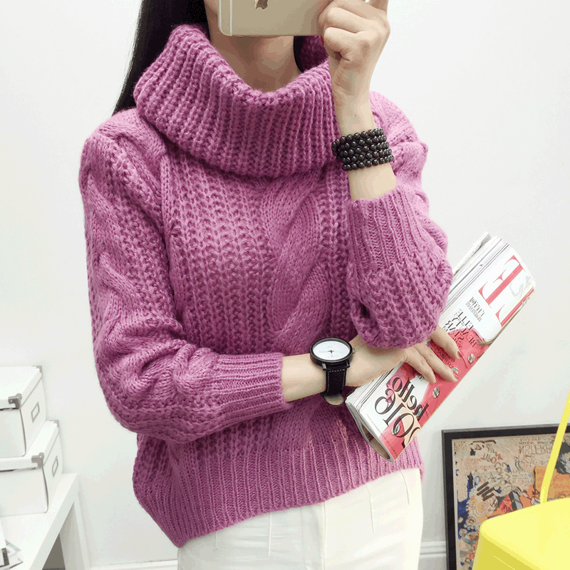 Women's Casual Long Sleeve Turtleneck Loose Knit Pullover Sweater