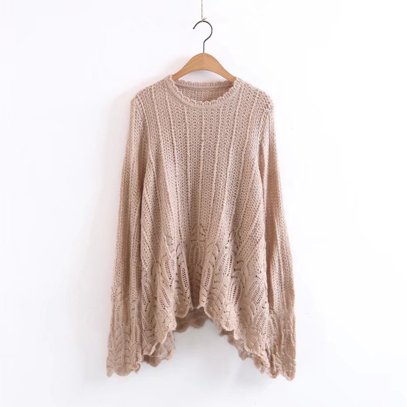 Women Fashion Temperament Hollow Knitting Loose Pullover Sweater