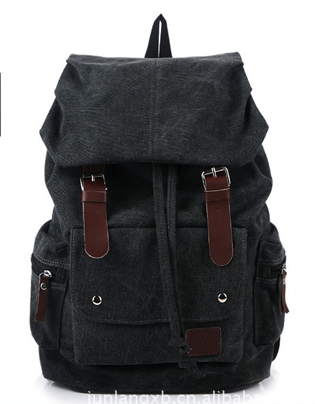 Four Color Shoulder Canvas Backpack on Luulla