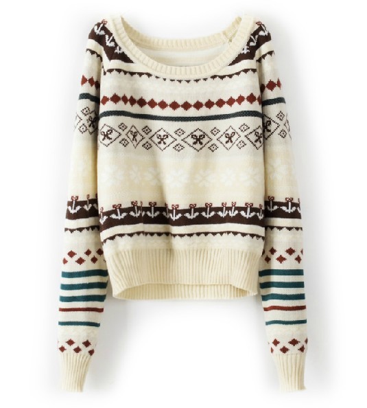 Beige Loose Tribe Long Sleeve Sweater