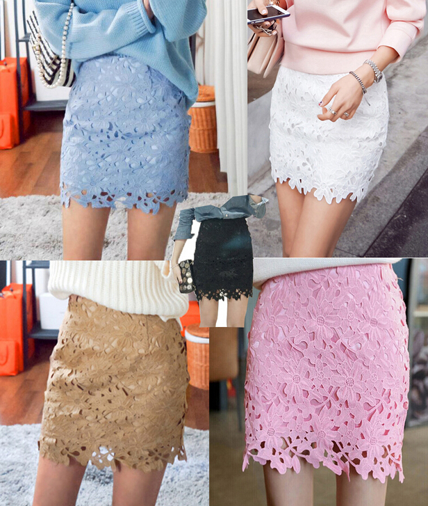 Elegant Lace Hollow Embroidery Skirt