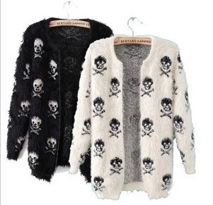 Skull Pattern Haimao Cardigan Sweater