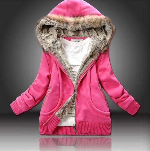 Fashion Short Design Women Hooded Jacket Thickened Winter Zipper Hoody Sweater