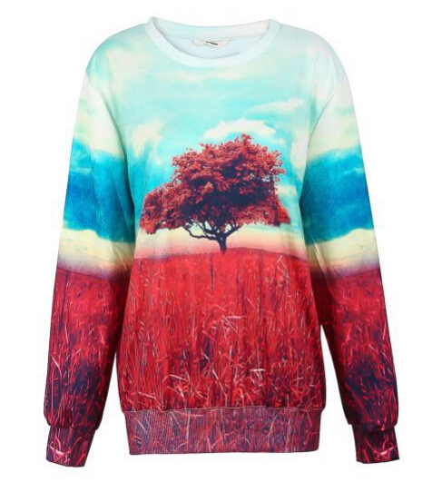 Pullover Long Sleeve Fashion Loose Jumper Hoodie Casual Tree 3d Printed Sweatshirt