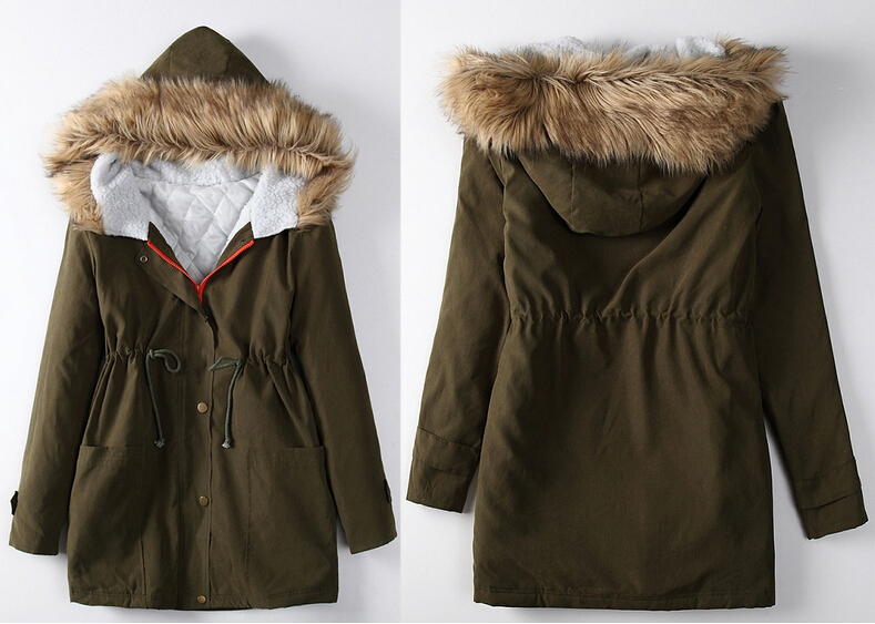 Women Winter Zip Up Parka Hooded Lady Warm Trench Outwear Tops Jacket ...