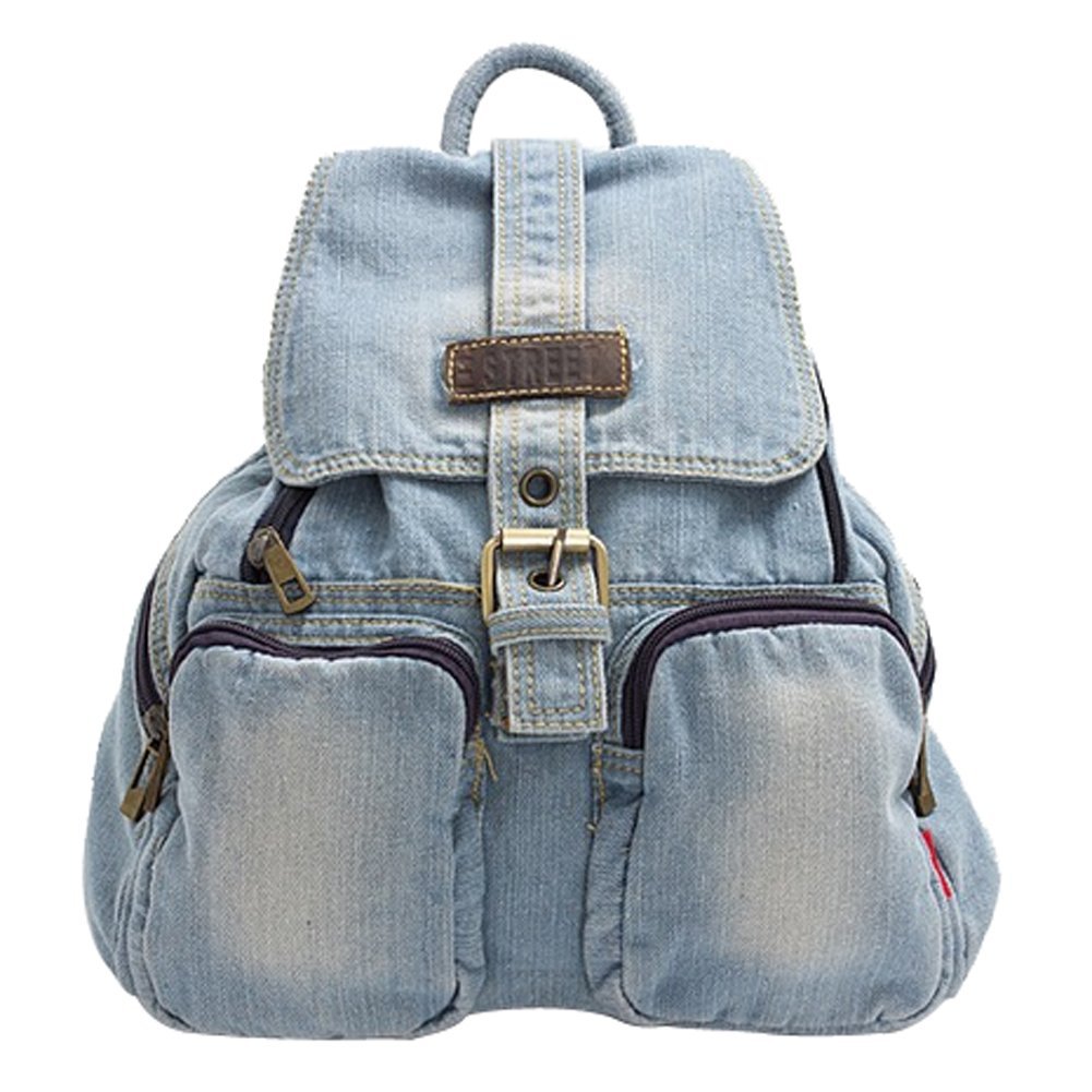 Unisex Denim Hiking Daypacks Jeans Satchel Travel Backpack